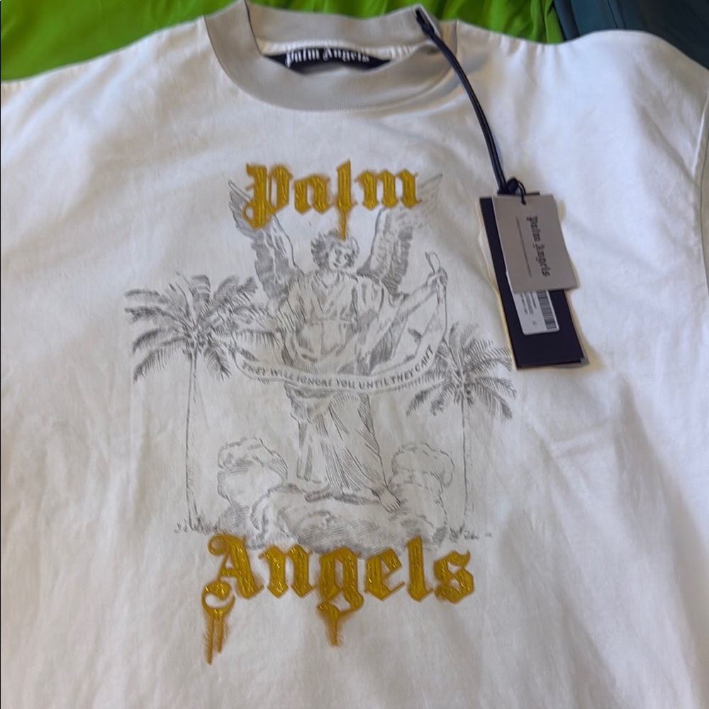 Palm Angels White Graphic T-Shirt small